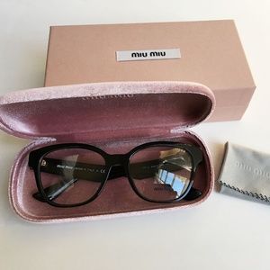 Miu Miu VMU060VA Eyeglasses Black w/Crystal Pavé